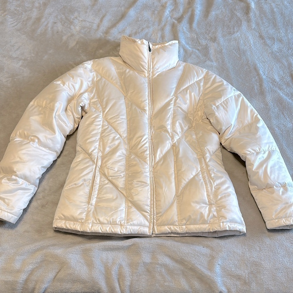 Columbia Pearl White Down Filled Women’s Winter Jacket Size Large